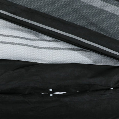 Sada Ložního Prádla Černá A Bílá 200 X 200 Cm Bavlna Černé Pruhy
