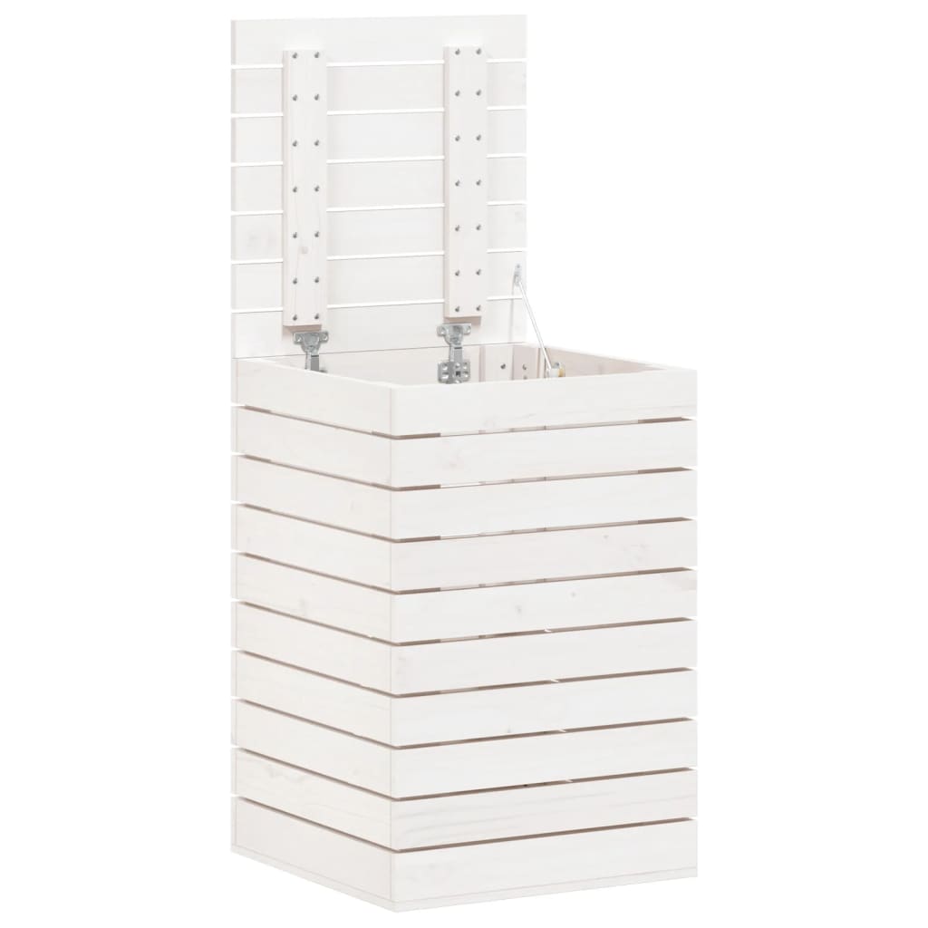 Koš Na Prádlo Bílý Masivní Borové Dřevo