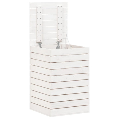 Koš Na Prádlo Bílý Masivní Borové Dřevo