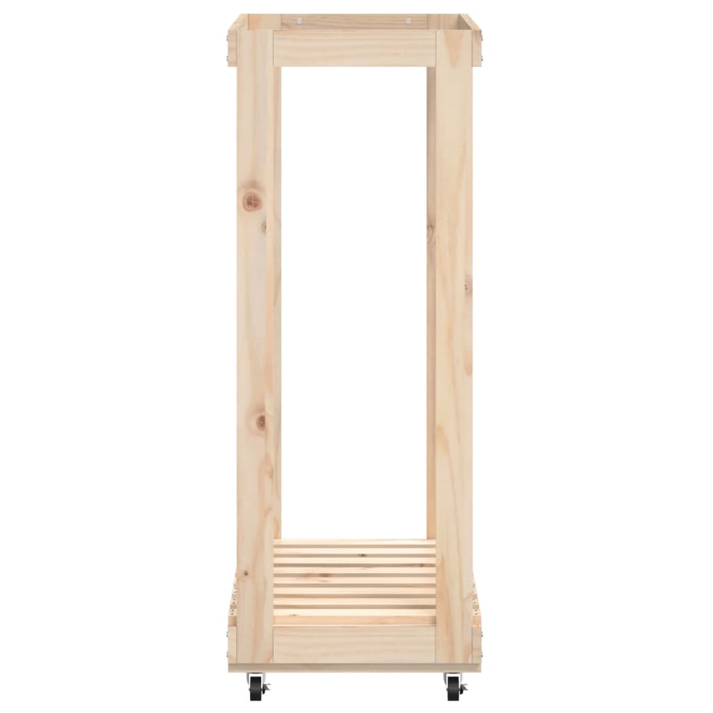 Stojan Na Dřevo Na Kolečkách 76,5X40X108 Cm Masivní Borovice
