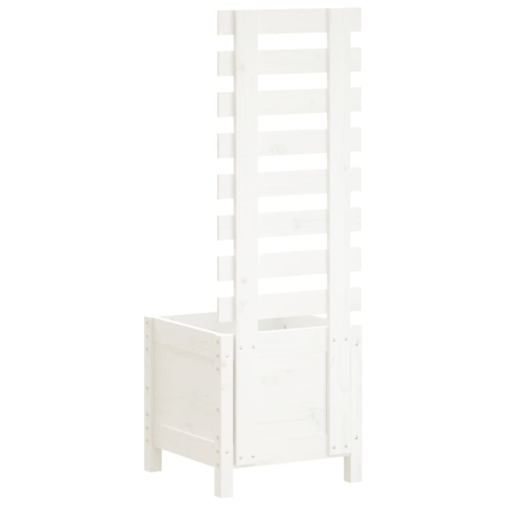 Zahradní Truhlík S Mřížkou Bílý 39X39,5X114 Cm Masivní Borovice