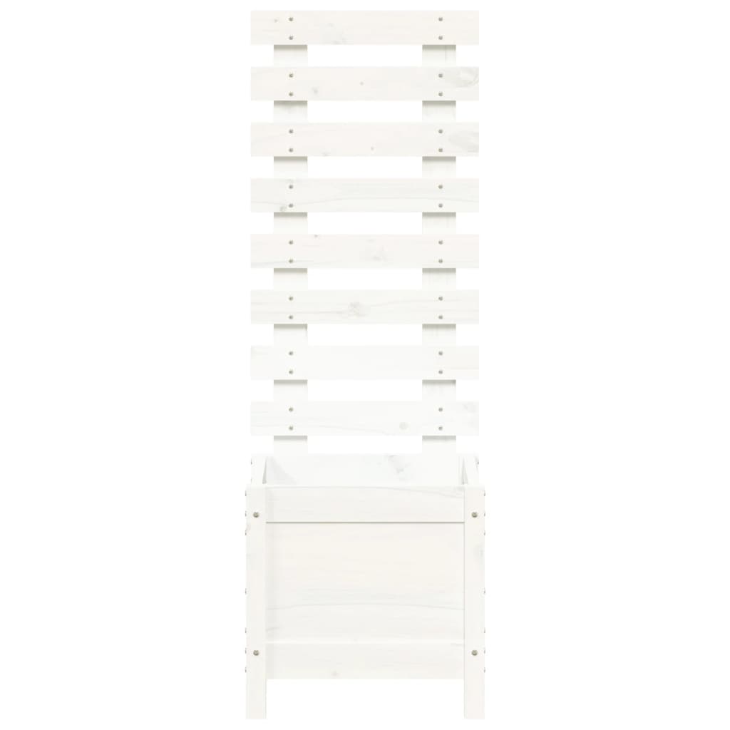 Zahradní Truhlík S Mřížkou Bílý 39X39,5X114 Cm Masivní Borovice