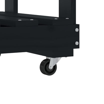 Stojan Na Dřevo Na Kolečkách Černý 76,5X40X108 Cm Borovice