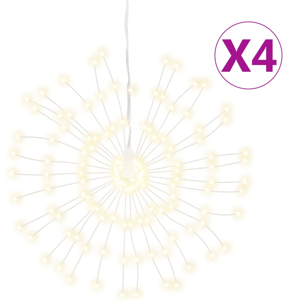 Vánoční Hvězdicová Světla 4 Ks 140 Teple Bílých Led Diod 17 Cm