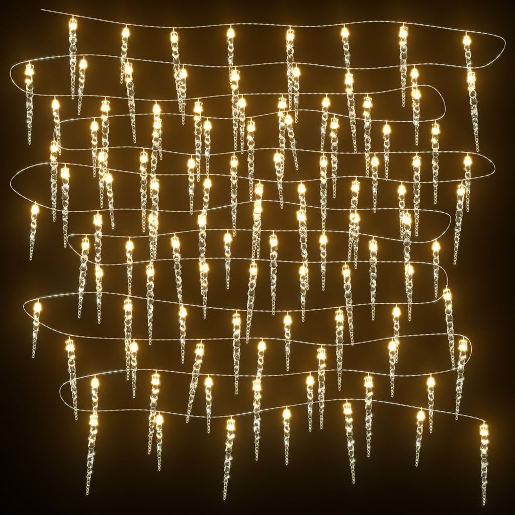 Vánoční Rampouchové Světlo 100 Led 10 M Akryl Pvc Teplá Bílá