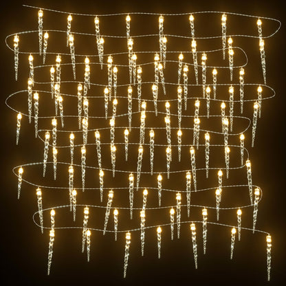 Vánoční Rampouchové Světlo 100 Led 10 M Akryl Pvc Teplá Bílá