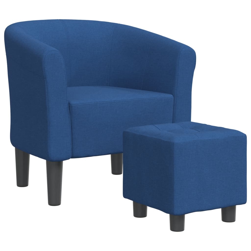Klubové Křeslo S Podnožkou Modré Textil
