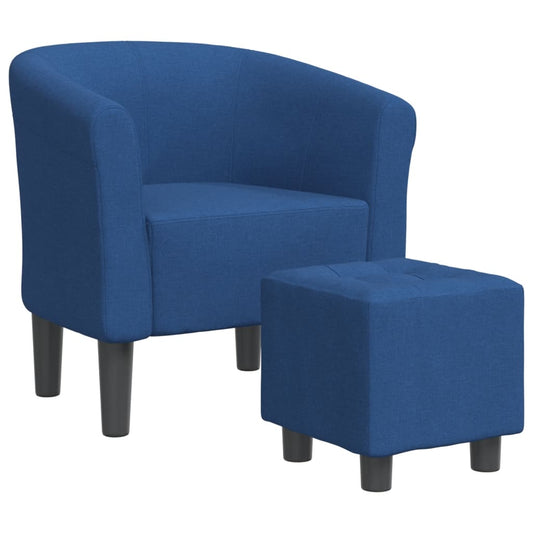 Klubové Křeslo S Podnožkou Modré Textil