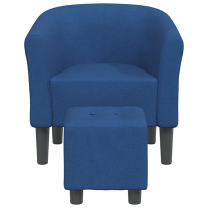 Klubové Křeslo S Podnožkou Modré Textil