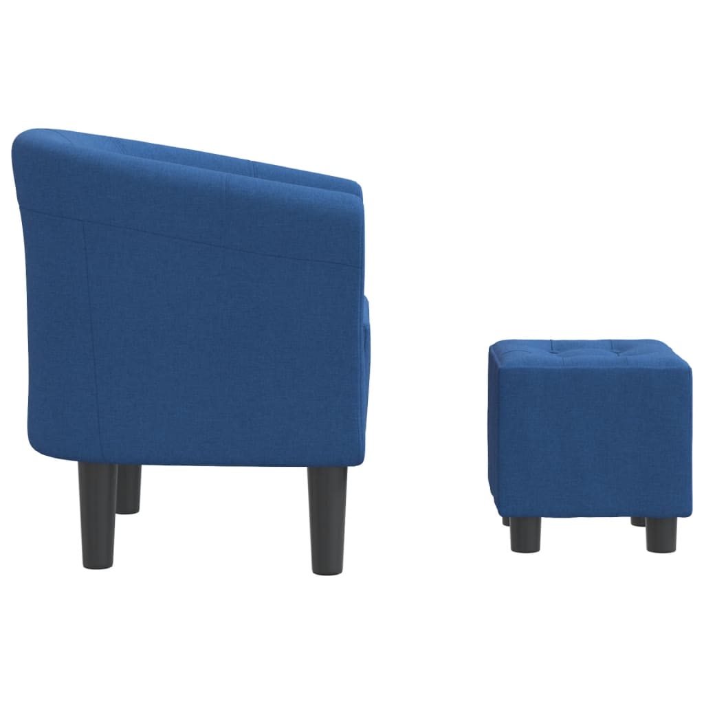 Klubové Křeslo S Podnožkou Modré Textil