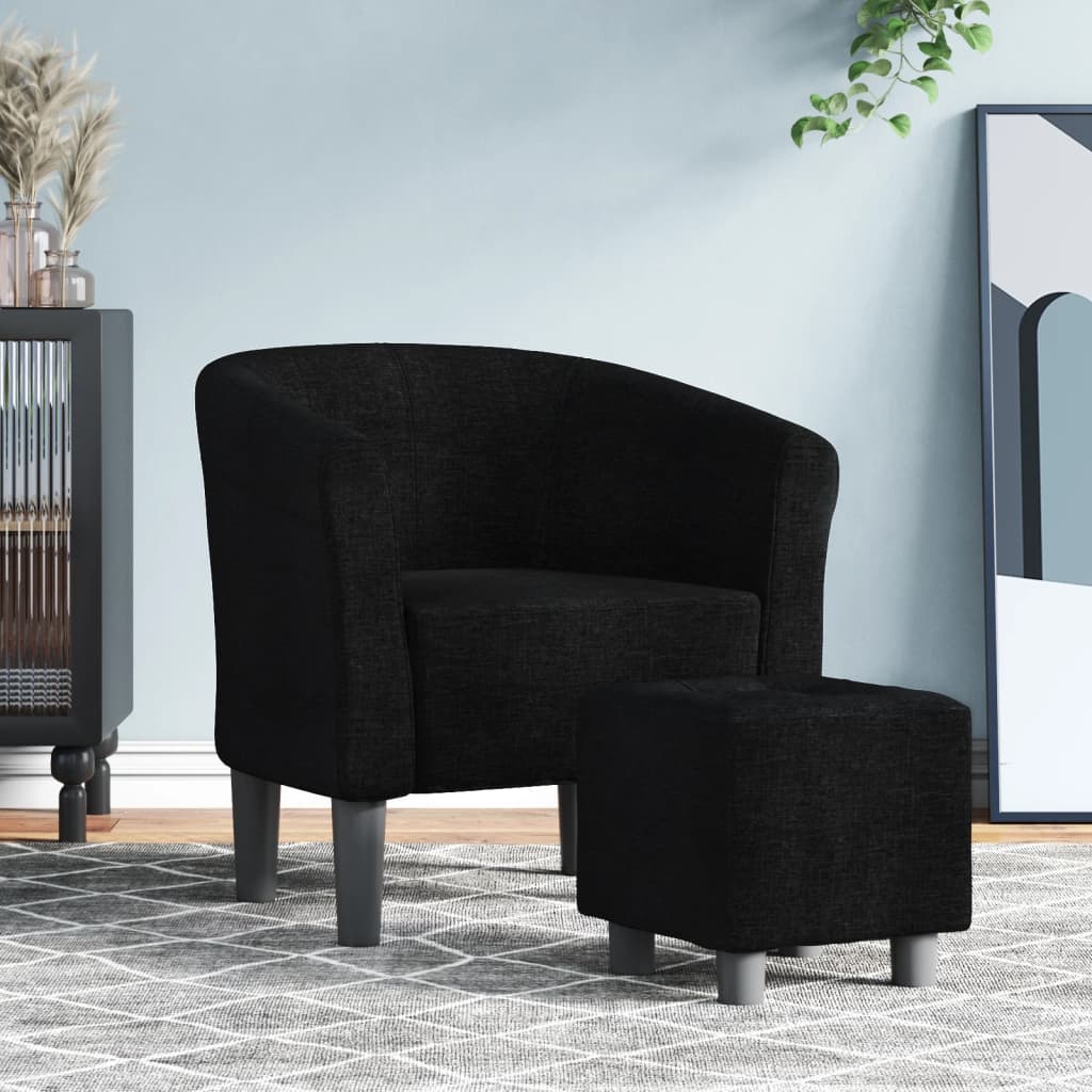 Klubové Křeslo S Podnožkou Modré Textil