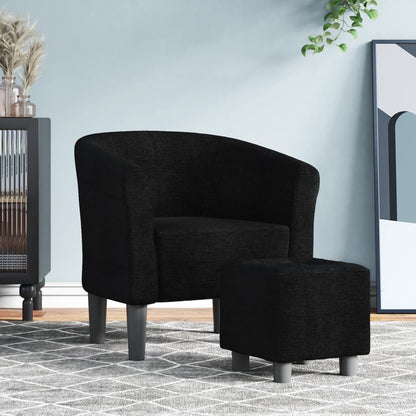 Klubové Křeslo S Podnožkou Modré Textil