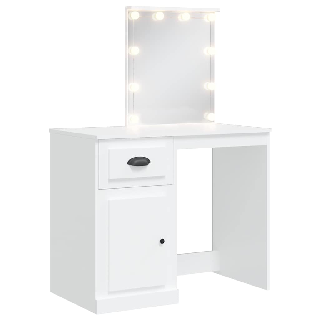 Toaletní Stolek S Led Osvětlením Bílý 90 X 42 X 132,5 Cm