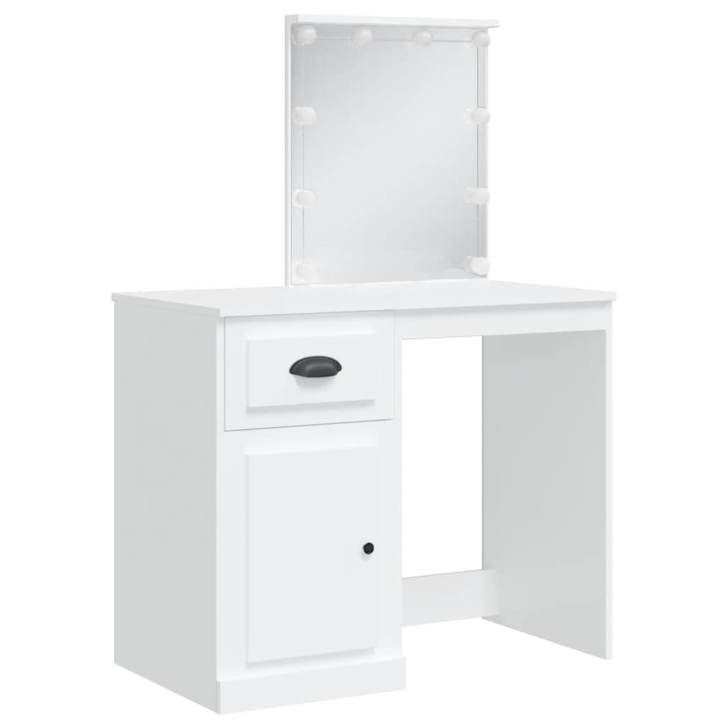 Toaletní Stolek S Led Osvětlením Bílý 90 X 42 X 132,5 Cm