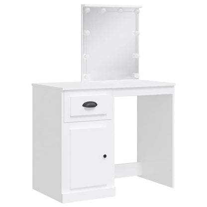 Toaletní Stolek S Led Osvětlením Bílý 90 X 42 X 132,5 Cm