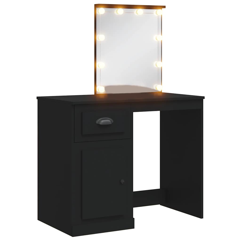 Toaletní Stolek S Led Osvětlením Černý 90 X 42 X 132,5 Cm