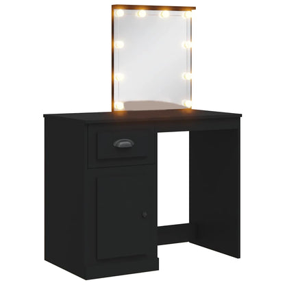 Toaletní Stolek S Led Osvětlením Černý 90 X 42 X 132,5 Cm