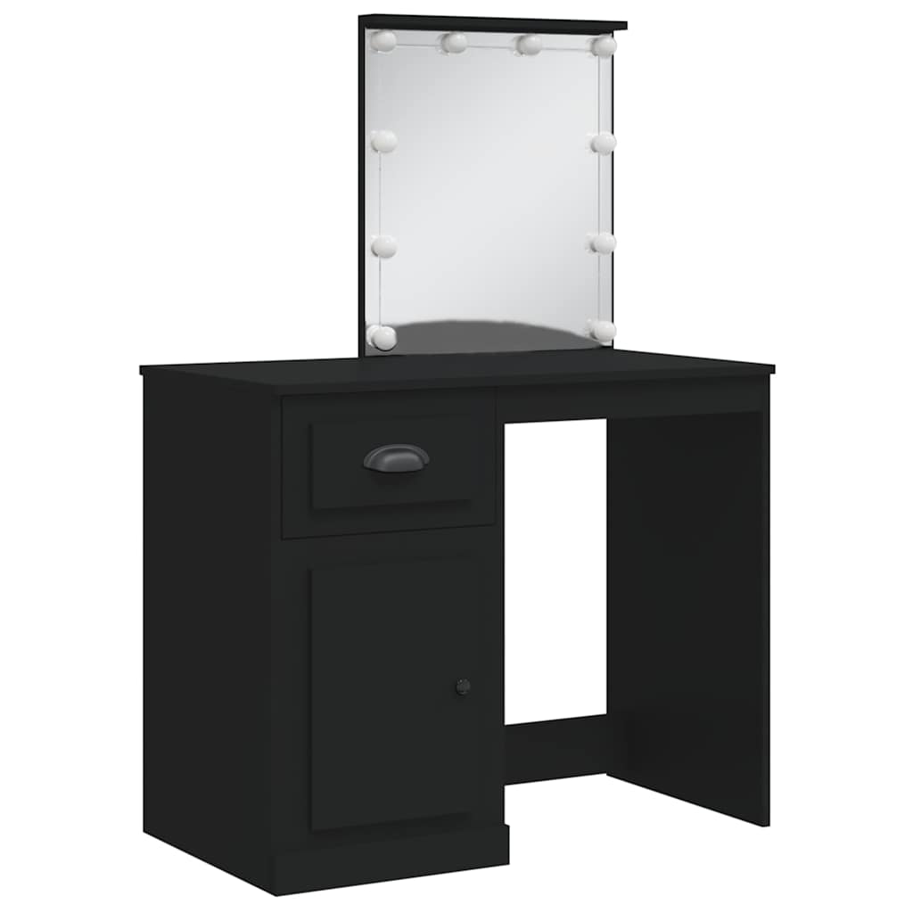 Toaletní Stolek S Led Osvětlením Černý 90 X 42 X 132,5 Cm
