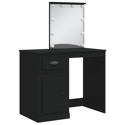 Toaletní Stolek S Led Osvětlením Černý 90 X 42 X 132,5 Cm