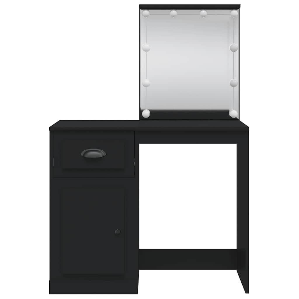 Toaletní Stolek S Led Osvětlením Černý 90 X 42 X 132,5 Cm