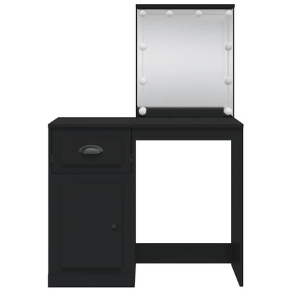 Toaletní Stolek S Led Osvětlením Černý 90 X 42 X 132,5 Cm