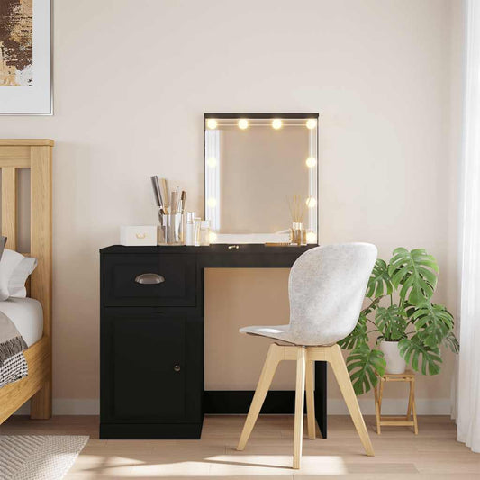 Toaletní Stolek S Led Osvětlením Černý 90 X 42 X 132,5 Cm