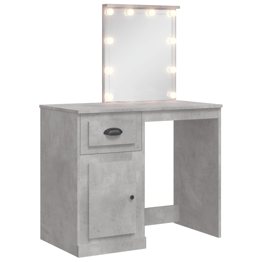Toaletní Stolek S Led Osvětlením Betonově Šedý 90X42X132,5 Cm