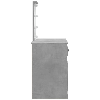 Toaletní Stolek S Led Osvětlením Betonově Šedý 90X42X132,5 Cm