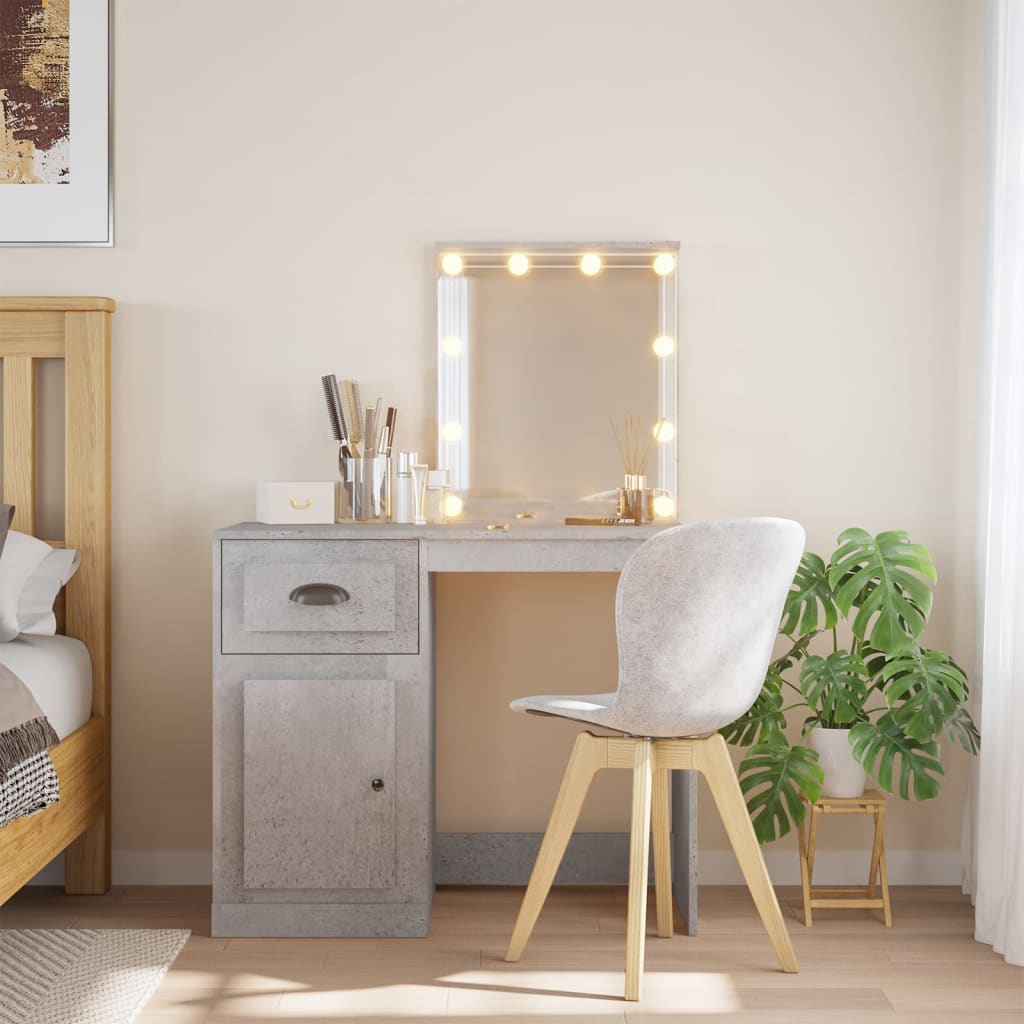 Toaletní Stolek S Led Osvětlením Betonově Šedý 90X42X132,5 Cm