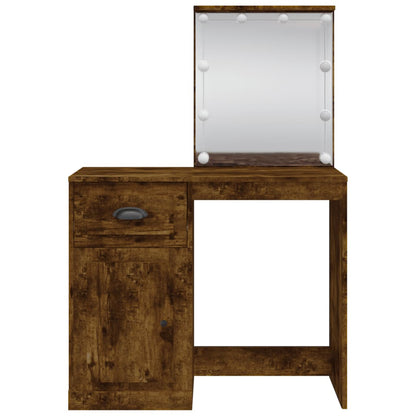 Toaletní Stolek S Led Osvětlením Kouřový Dub 90 X 42 X 132,5 Cm