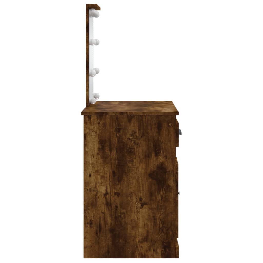Toaletní Stolek S Led Osvětlením Kouřový Dub 90 X 42 X 132,5 Cm