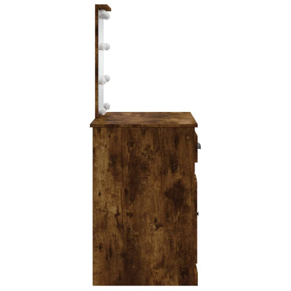 Toaletní Stolek S Led Osvětlením Kouřový Dub 90 X 42 X 132,5 Cm