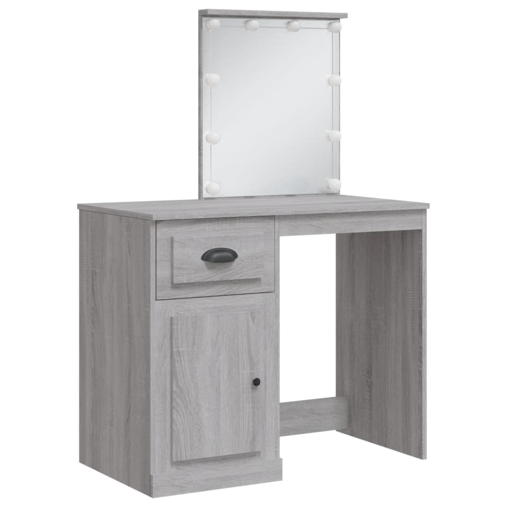 Toaletní Stolek S Led Osvětlením Šedý Sonoma 90 X 42 X 132,5 Cm