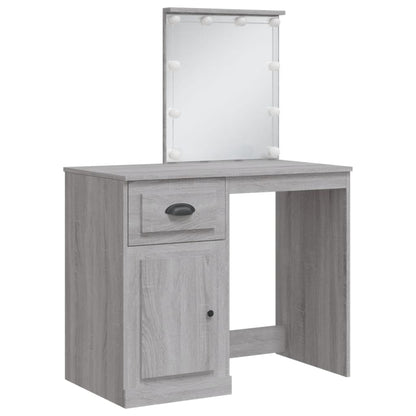 Toaletní Stolek S Led Osvětlením Šedý Sonoma 90 X 42 X 132,5 Cm