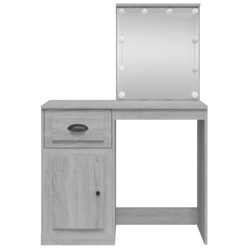 Toaletní Stolek S Led Osvětlením Šedý Sonoma 90 X 42 X 132,5 Cm