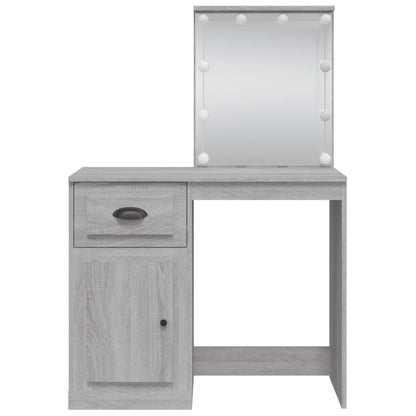Toaletní Stolek S Led Osvětlením Šedý Sonoma 90 X 42 X 132,5 Cm