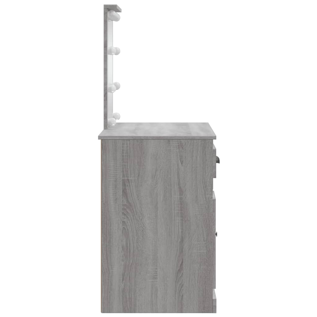 Toaletní Stolek S Led Osvětlením Šedý Sonoma 90 X 42 X 132,5 Cm
