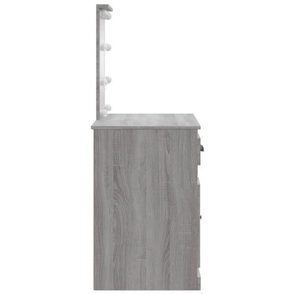 Toaletní Stolek S Led Osvětlením Šedý Sonoma 90 X 42 X 132,5 Cm