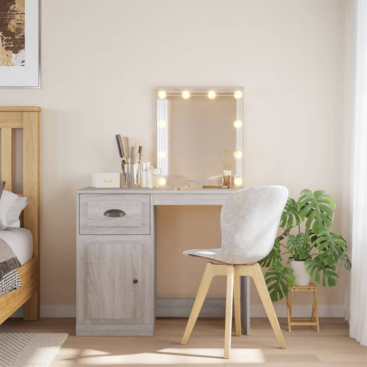 Toaletní Stolek S Led Osvětlením Šedý Sonoma 90 X 42 X 132,5 Cm