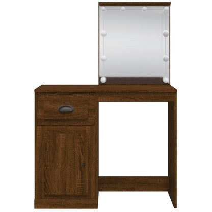 Toaletní Stolek S Led Osvětlením Hnědý Dub 90 X 42 X 132,5 Cm
