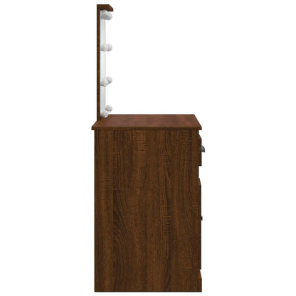 Toaletní Stolek S Led Osvětlením Hnědý Dub 90 X 42 X 132,5 Cm