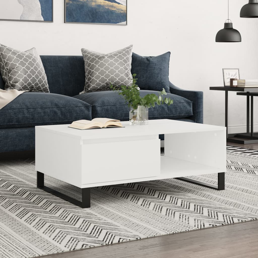 Konferenční Stolek Bílý 90 X 60 X 35 Cm Kompozitní Dřevo