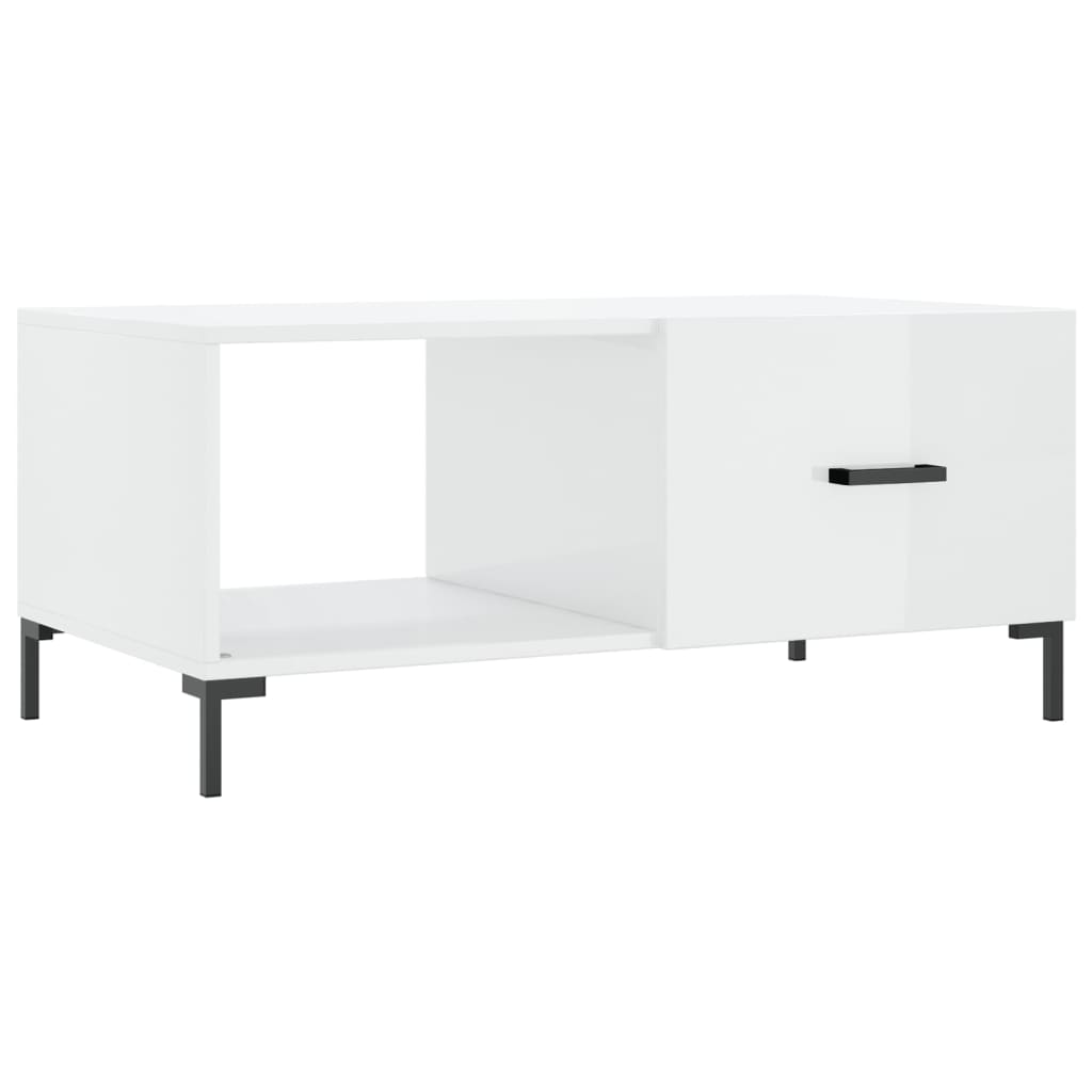 Konferenční Stolek Lesklý Bílý 90 X 50 X 40 Cm Kompozitní Dřevo
