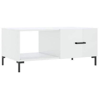 Konferenční Stolek Lesklý Bílý 90 X 50 X 40 Cm Kompozitní Dřevo