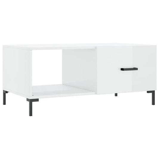 Konferenční Stolek Lesklý Bílý 90 X 50 X 40 Cm Kompozitní Dřevo