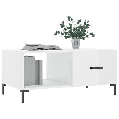 Konferenční Stolek Lesklý Bílý 90 X 50 X 40 Cm Kompozitní Dřevo