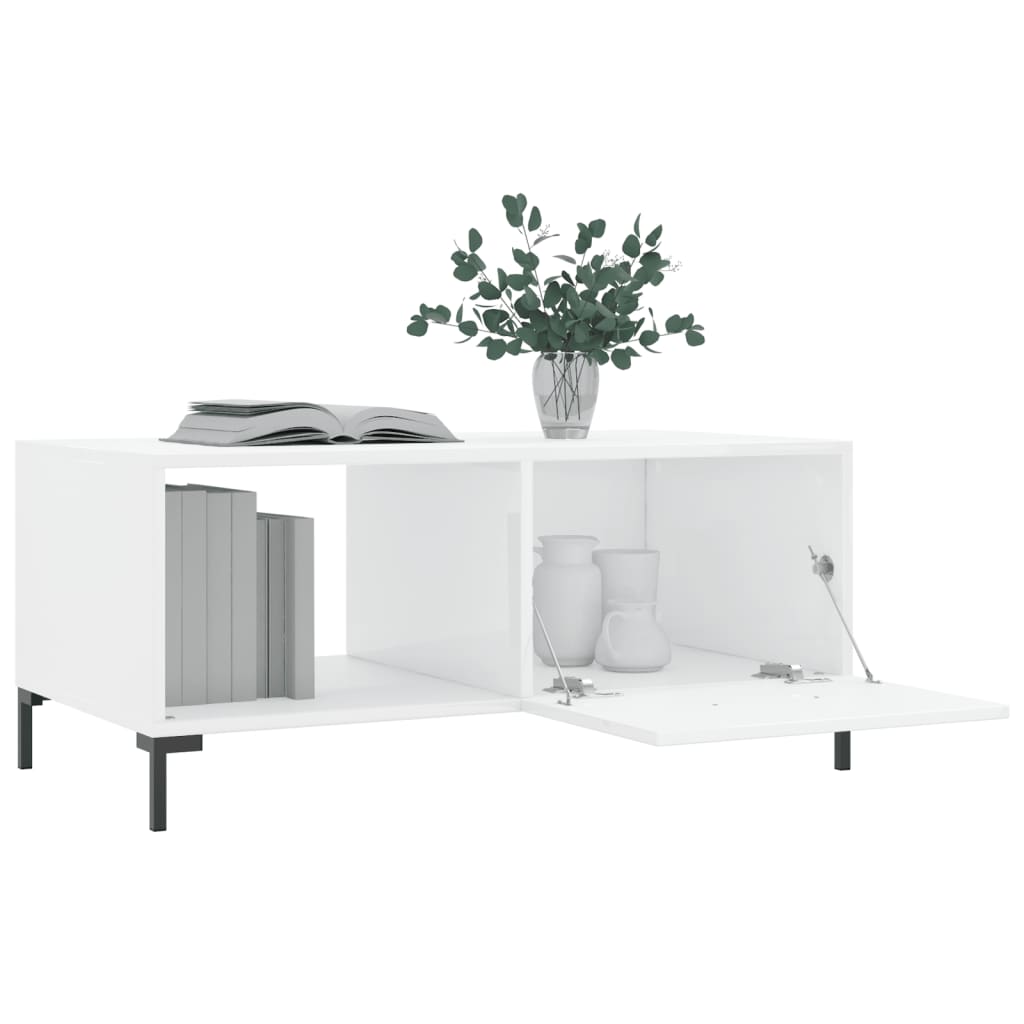 Konferenční Stolek Lesklý Bílý 90 X 50 X 40 Cm Kompozitní Dřevo