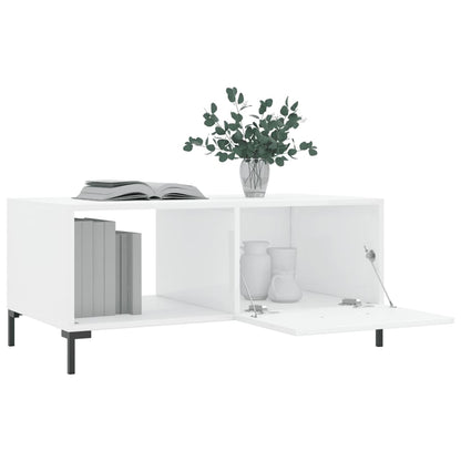 Konferenční Stolek Lesklý Bílý 90 X 50 X 40 Cm Kompozitní Dřevo