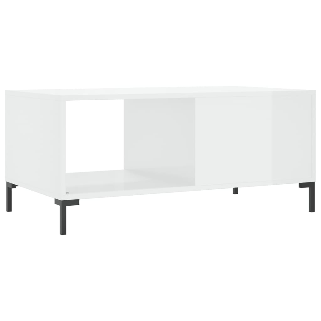 Konferenční Stolek Lesklý Bílý 90 X 50 X 40 Cm Kompozitní Dřevo
