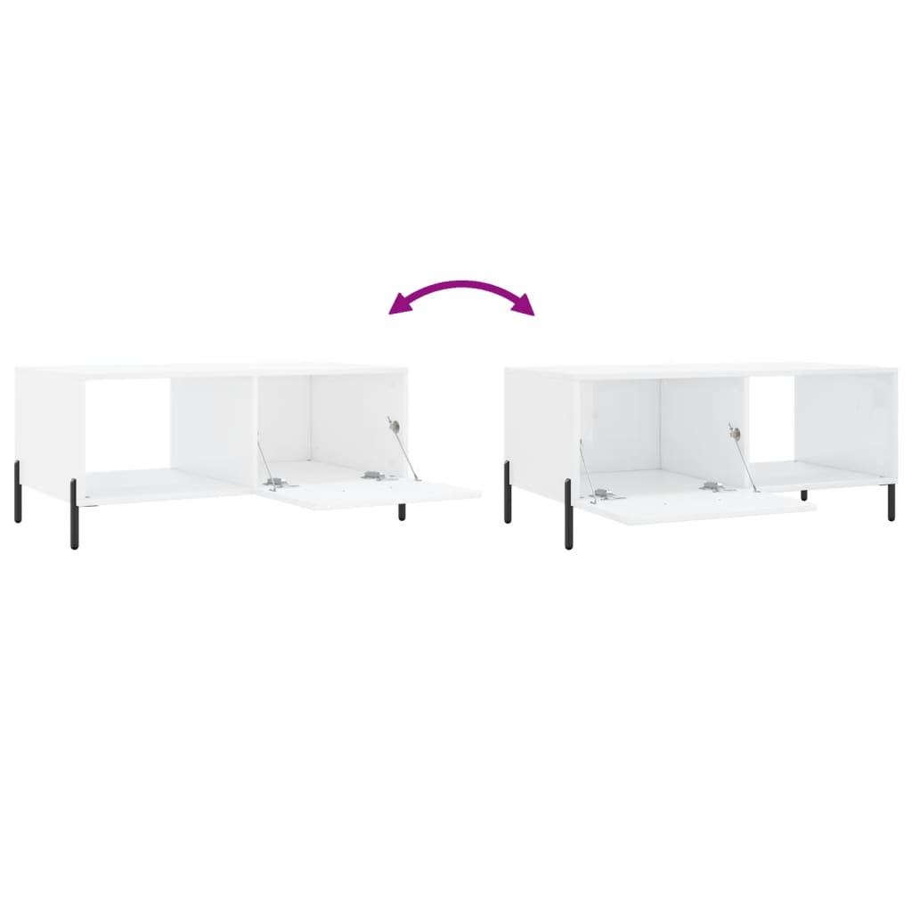 Konferenční Stolek Lesklý Bílý 90 X 50 X 40 Cm Kompozitní Dřevo